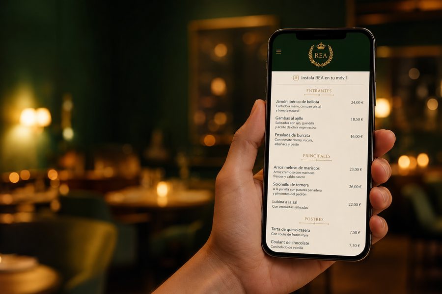 Cliente instalando REA como app en su móvil desde el menú digital